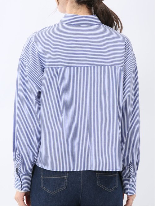 クロップド 比翼長袖ブラウス