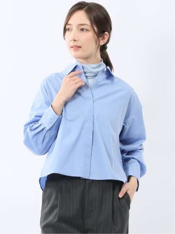 クロップド 比翼長袖ブラウス