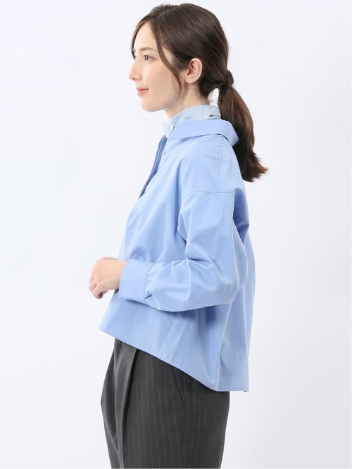 クロップド 比翼長袖ブラウス