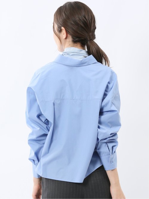 クロップド 比翼長袖ブラウス