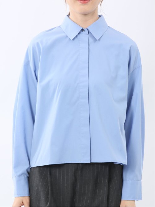 クロップド 比翼長袖ブラウス