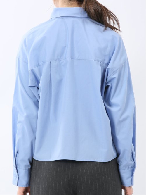 クロップド 比翼長袖ブラウス