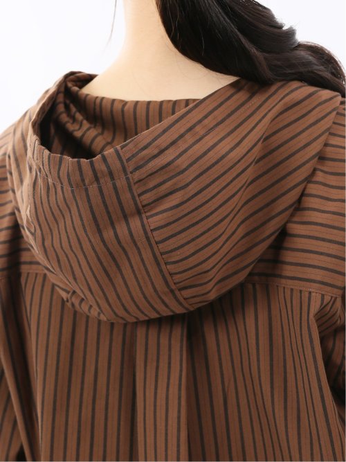 綿混ブロード ストライプ柄 シャツアウター