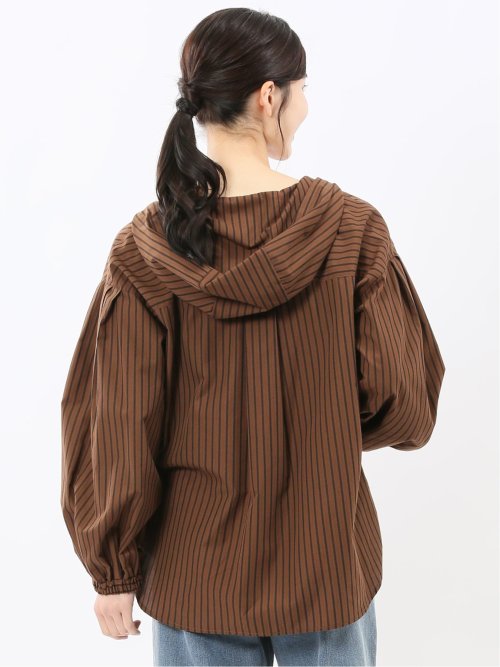 綿混ブロード ストライプ柄 シャツアウター