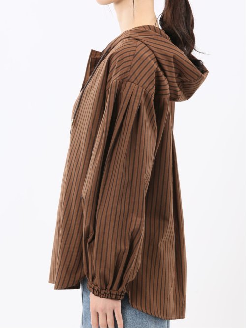 綿混ブロード ストライプ柄 シャツアウター