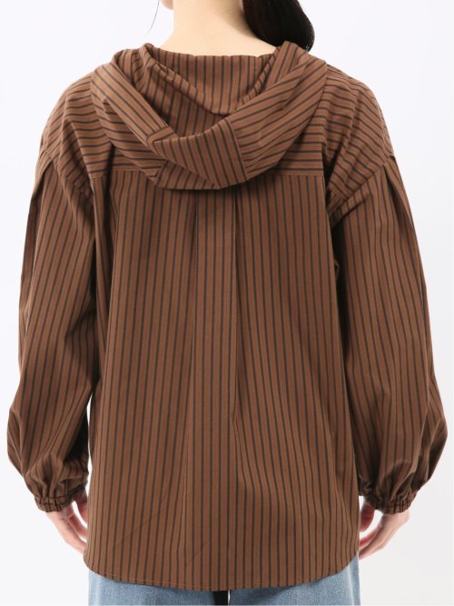 綿混ブロード ストライプ柄 シャツアウター