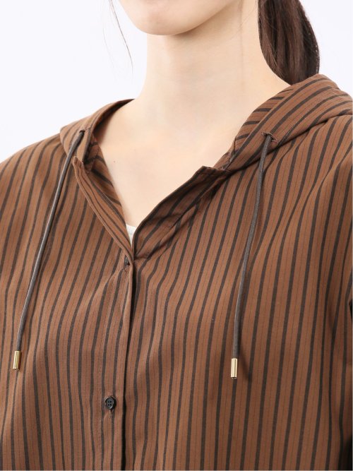綿混ブロード ストライプ柄 シャツアウター