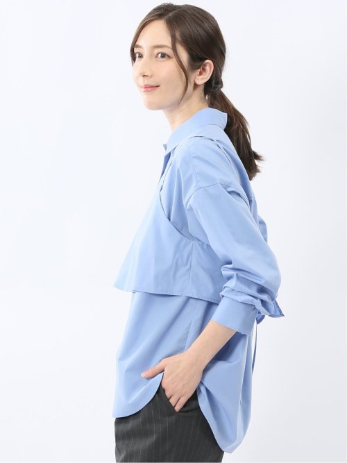 ビスチェ&レギュラーカラー長袖シャツ アンサンブル(M 73サックス