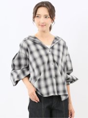 綿混ブロード チェック柄 シャツアウター