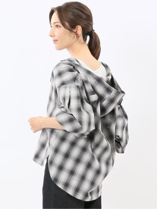 綿混ブロード チェック柄 シャツアウター