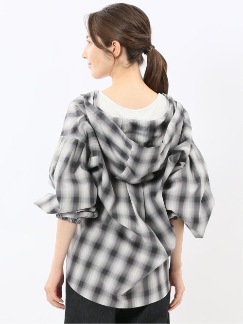 綿混ブロード チェック柄 シャツアウター