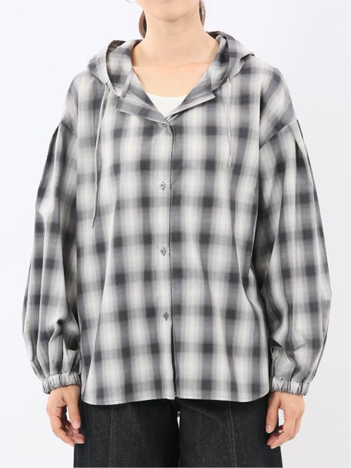 綿混ブロード チェック柄 シャツアウター