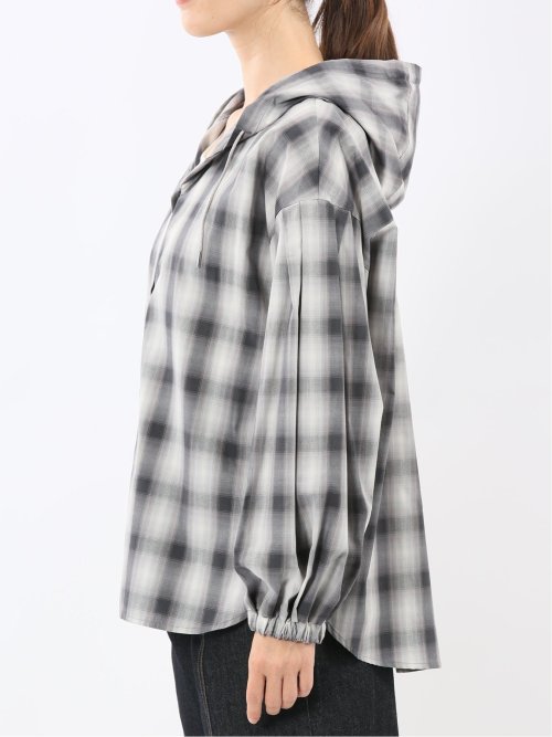 綿混ブロード チェック柄 シャツアウター