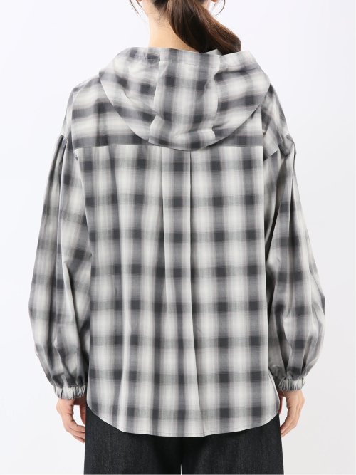 綿混ブロード チェック柄 シャツアウター