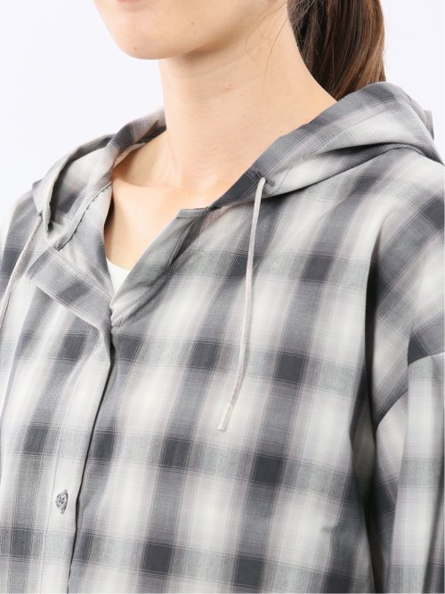 綿混ブロード チェック柄 シャツアウター