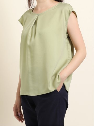 ジョーゼット後ろフリル半袖プルオーバーブラウス