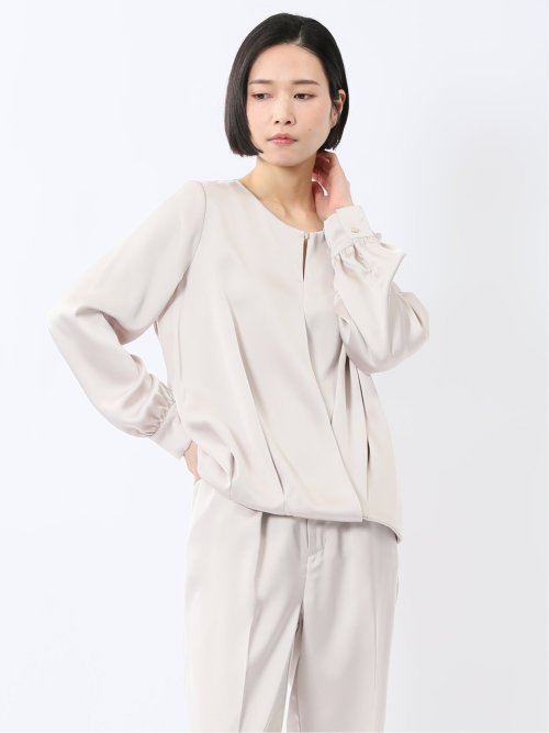 T-mat ライトグレーのブラウス 七分袖スタンドカラーカットソーブラウス【UVカット・洗濯機OK】 通販