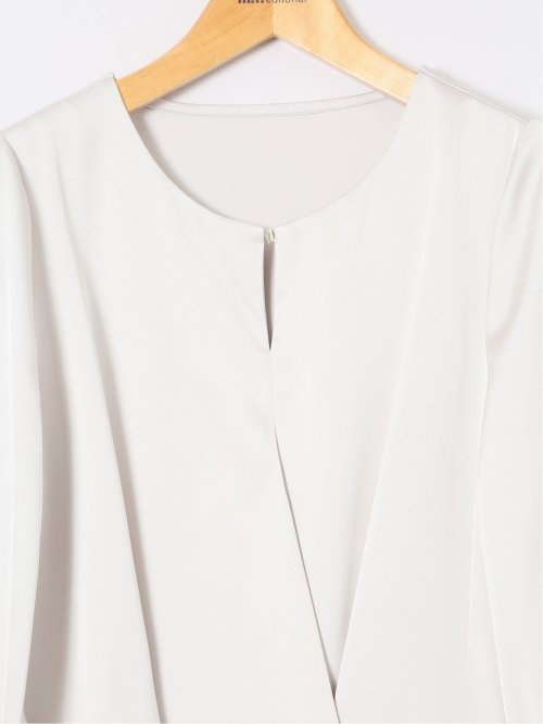 光沢サテン 長袖プルオーバーブラウス(セットアップ可能)