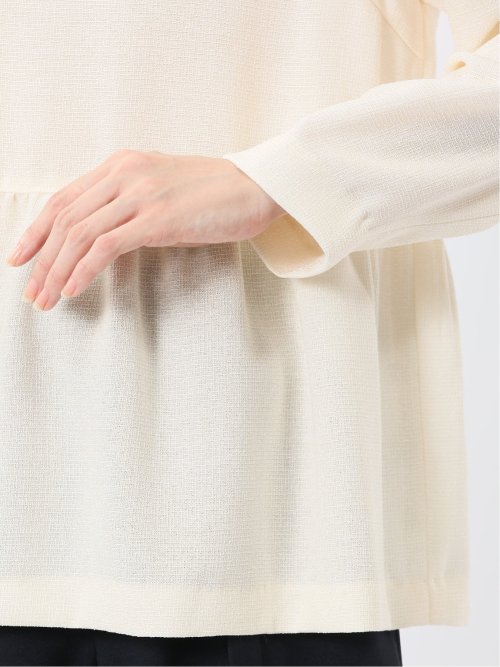 ツイードペプラム 長袖プルオーバーブラウス(セットアップ可能)