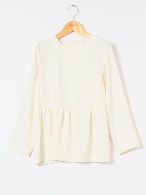 ツイードペプラム 長袖プルオーバーブラウス(セットアップ可能)