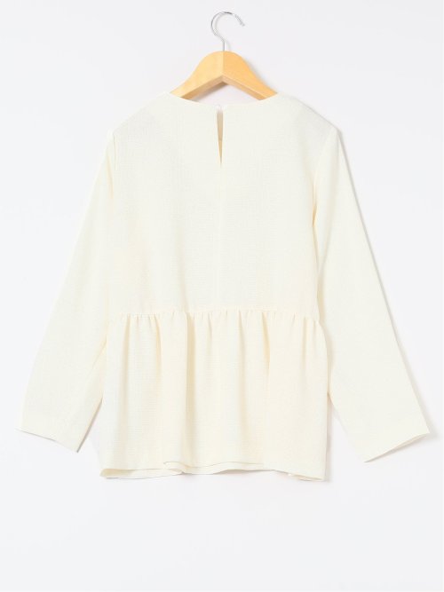 ツイードペプラム 長袖プルオーバーブラウス(セットアップ可能)