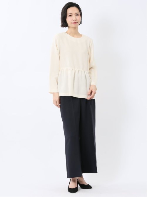 ツイードペプラム 長袖プルオーバーブラウス(セットアップ可能)