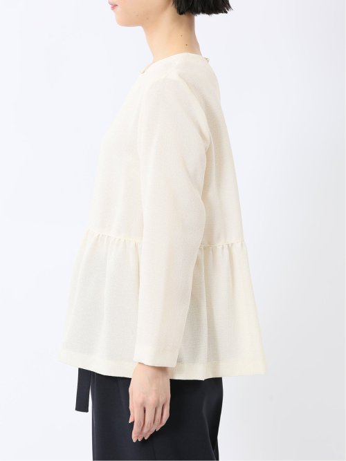 ツイードペプラム 長袖プルオーバーブラウス(セットアップ可能)