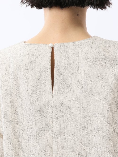 ツイードペプラム 長袖プルオーバーブラウス(セットアップ可能)