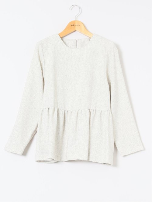 ツイードペプラム 長袖プルオーバーブラウス(セットアップ可能)