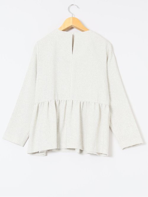 ツイードペプラム 長袖プルオーバーブラウス(セットアップ可能)