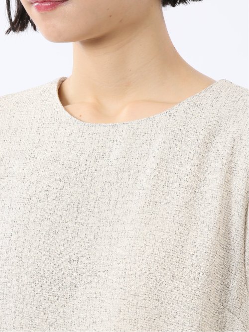 ツイードペプラム 長袖プルオーバーブラウス(セットアップ可能)