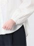 ブロード バンドカラー フリル長袖ブラウス