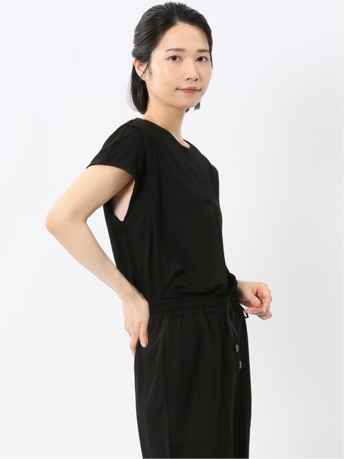 イノウェーブ/INNOWAVE 接触冷感 ストレッチ フレンチ袖 プルオーバーブラウス