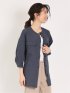 リネン風シャンブレー 7分袖シャツジャケット(セットアップ可能)