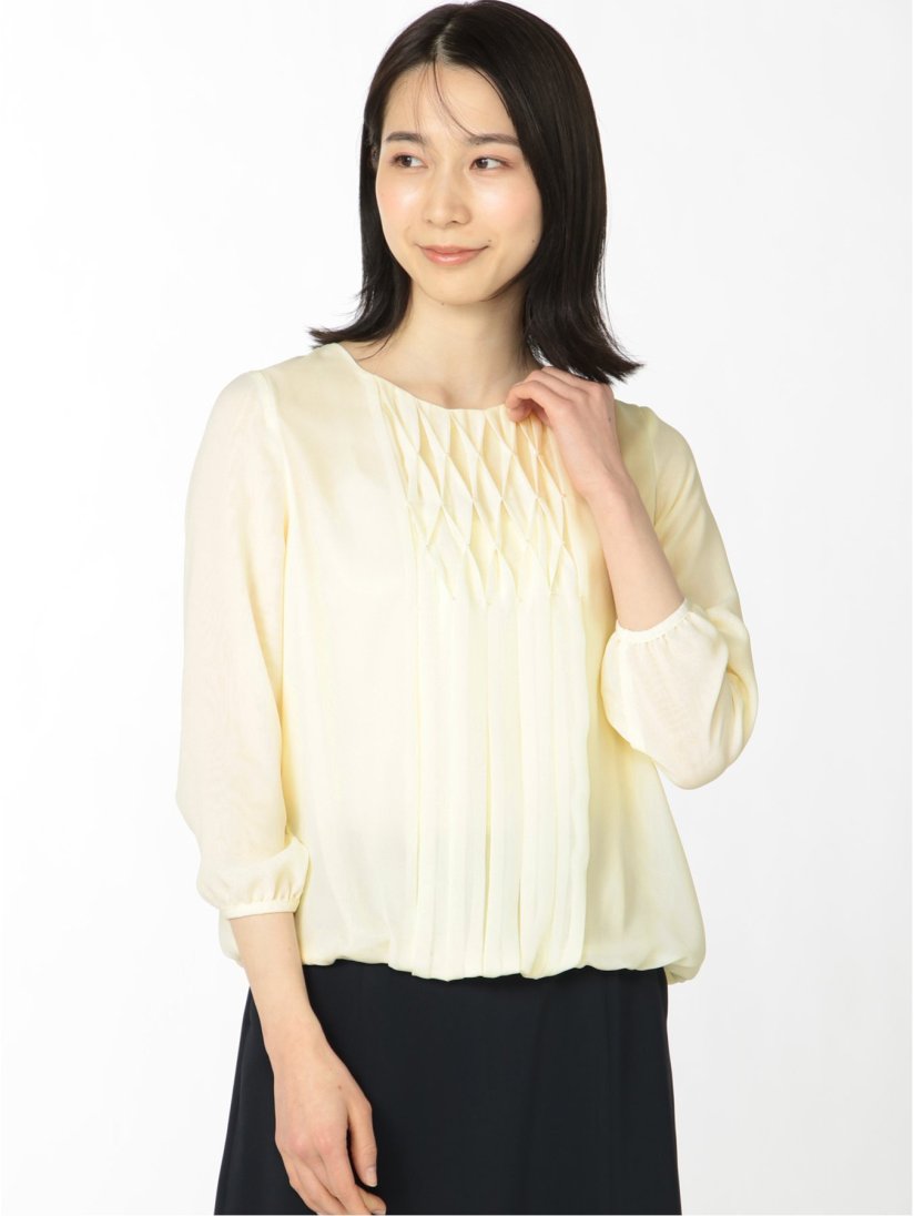 つまみパール クルー 8分袖プルオーバーブラウス M 40黄 トップス Taka Q Online Shop タカキューオンラインショップ 公式通販