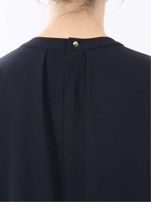 金具付きボウタイ風 7分袖プルオーバーブラウス