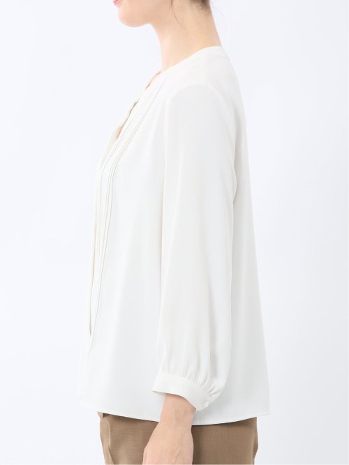 ピンタック 8分袖プルオーバーブラウス