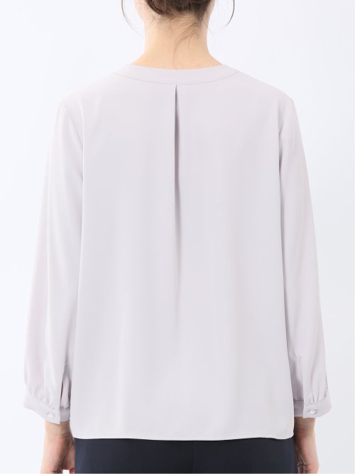 ピンタック 8分袖プルオーバーブラウス