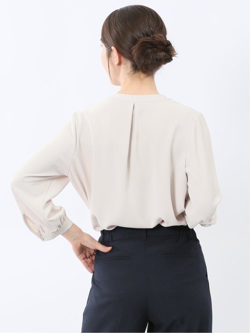 ピンタック 8分袖プルオーバーブラウス