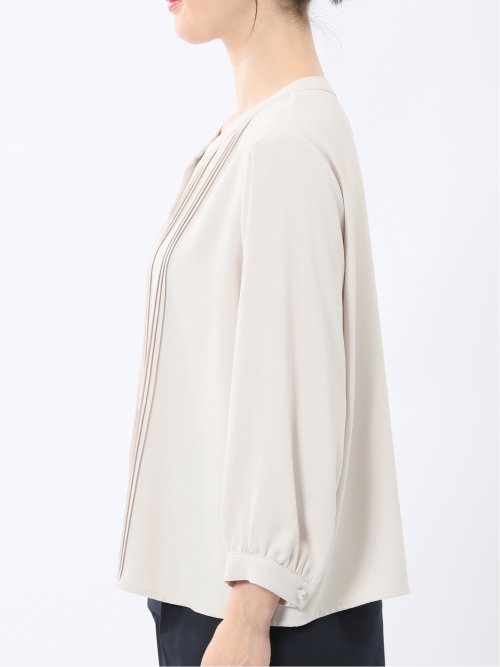 ピンタック 8分袖プルオーバーブラウス