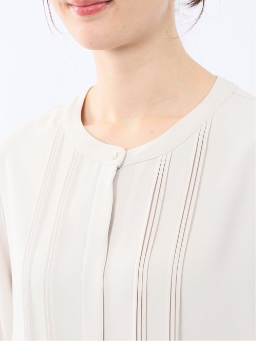 ピンタック 8分袖プルオーバーブラウス