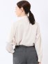 ブラウス レディース 長袖 ストレッチ プルオーバー 光沢 サテン ねじり ボウタイ
