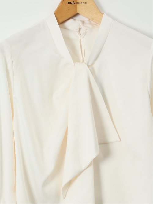 ねじりボウタイ 8分袖 プルオーバー ブラウス