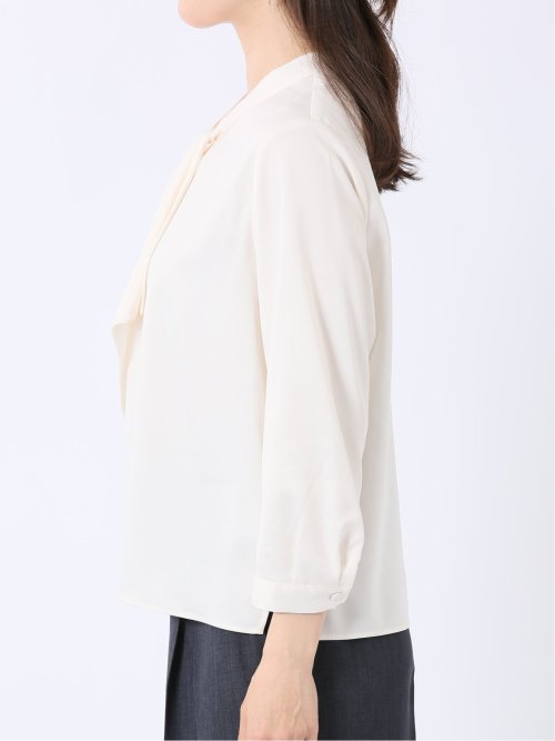 ねじりボウタイ 8分袖 プルオーバー ブラウス