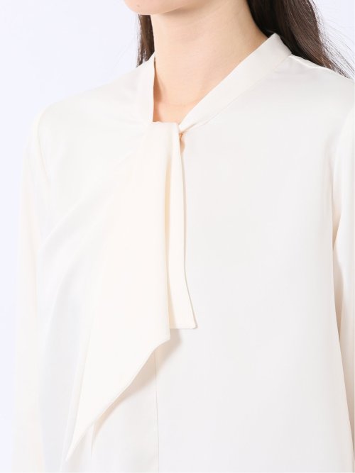 ねじりボウタイ 8分袖 プルオーバー ブラウス