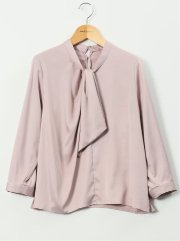 ねじりボウタイ 8分袖 プルオーバー ブラウス