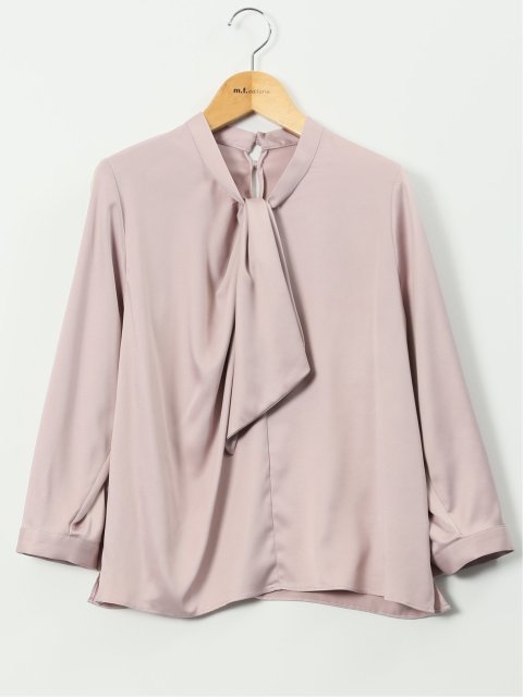 ねじりボウタイ 8分袖 プルオーバー ブラウス