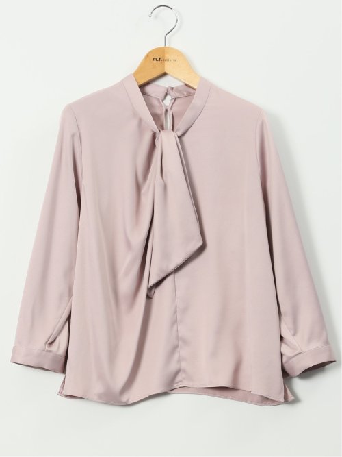 ねじりボウタイ 8分袖 プルオーバー ブラウス