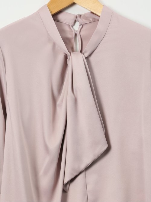 ねじりボウタイ 8分袖 プルオーバー ブラウス