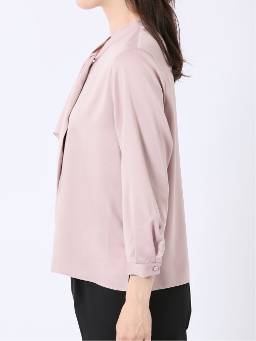 ねじりボウタイ 8分袖 プルオーバー ブラウス